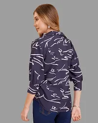 Elegant Blue Crepe Printed Shirt For Women-thumb1