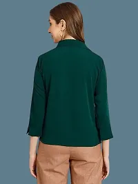 Elegant Green Crepe Solid Shirt For Women-thumb1