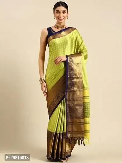 Stylish Cotton Silk Green Printed Saree With Blouse Piece-thumb0