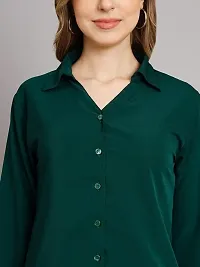 Elegant Green Crepe Solid Shirt For Women-thumb3