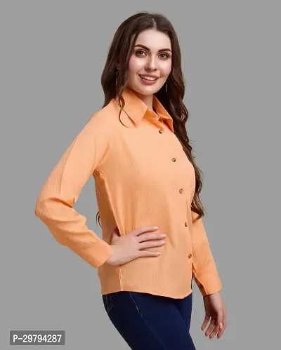 Elegant Orange Polycotton Self Design Shirt For Women-thumb3