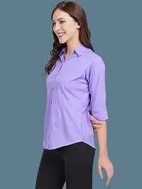 Elegant Purple Crepe Solid Shirt For Women-thumb2