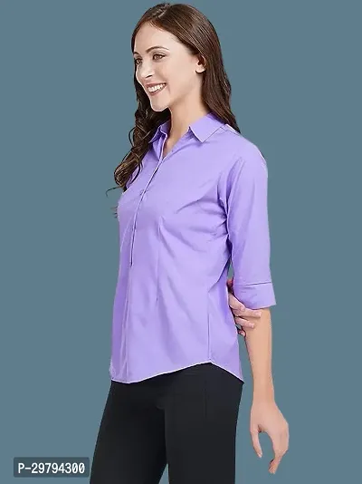 Elegant Purple Crepe Solid Shirt For Women-thumb3