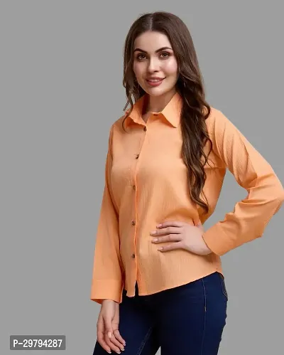 Elegant Orange Polycotton Self Design Shirt For Women-thumb2