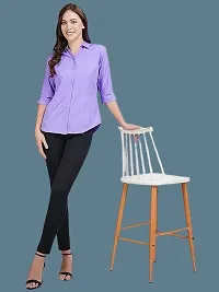 Elegant Purple Crepe Solid Shirt For Women-thumb3