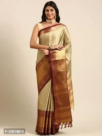 Stylish Crepe Golden Printed Saree With Blouse Piece-thumb0