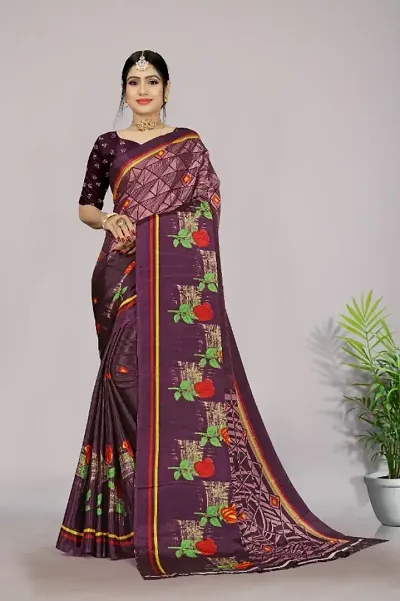 Fancy Poly Silk Printed Sarees with Blouse Piece