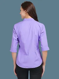 Elegant Purple Crepe Solid Shirt For Women-thumb1