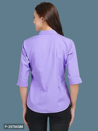 Elegant Purple Crepe Solid Shirt For Women-thumb2