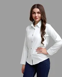 Elegant White Polycotton Solid Shirt For Women-thumb1