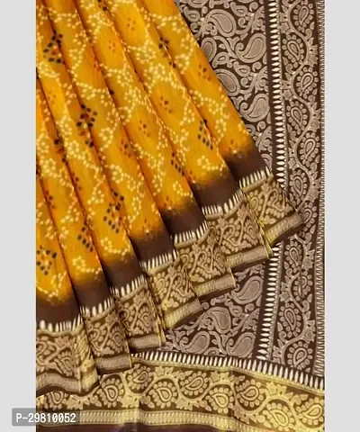 Stylish Cotton Yellow Printed Saree With Blouse Piece-thumb0