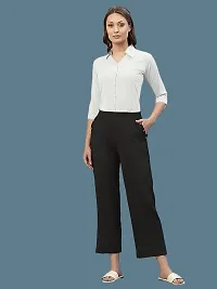 Elegant White Crepe Solid Shirt For Women-thumb3