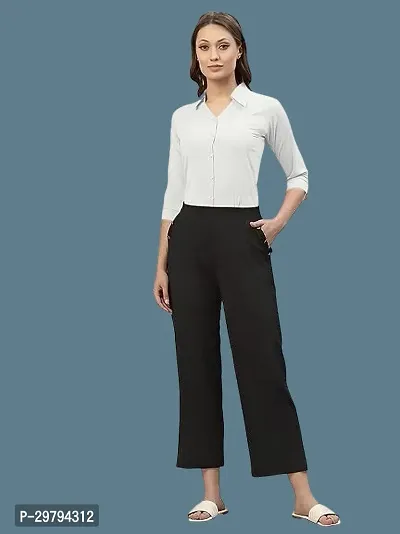 Elegant White Crepe Solid Shirt For Women-thumb4