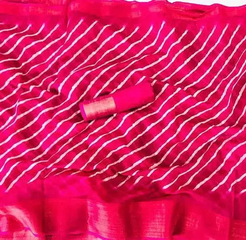 Classic Blend Striped Saree with Blouse piece