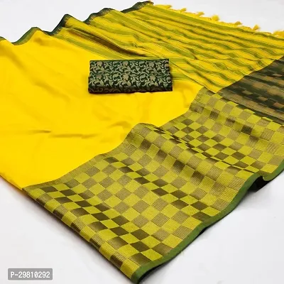 Stylish Cotton Silk Yellow Printed Saree With Blouse Piece-thumb0