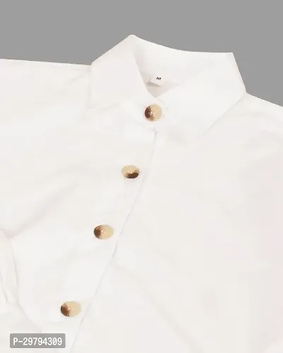 Elegant White Crepe Solid Shirt For Women-thumb4