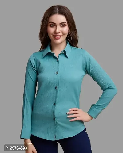 Elegant Green Polycotton Self Design Shirt For Women