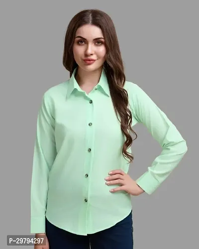 Elegant Green Polycotton Solid Shirt For Women-thumb0