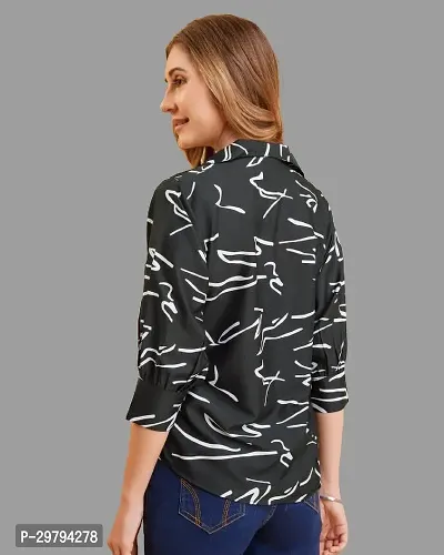 Elegant Black Crepe Printed Shirt For Women-thumb2