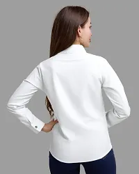 Elegant White Polycotton Solid Shirt For Women-thumb3