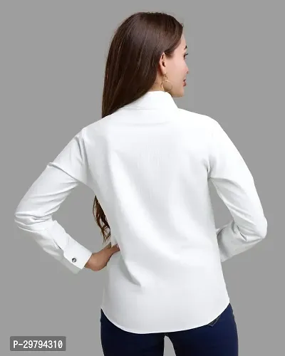 Elegant White Polycotton Solid Shirt For Women-thumb4