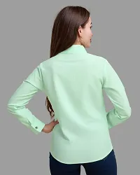 Elegant Green Polycotton Solid Shirt For Women-thumb3