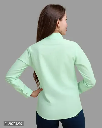 Elegant Green Polycotton Solid Shirt For Women-thumb4