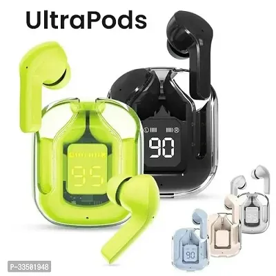 Ultrapods Max Bluetooth 5.3 Touch Control IP4 Waterproof Transparent Wireless Earbuds Pack of 1 (Any Color)-thumb0