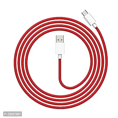 UTRAX USB Type C Cable 6.5 A 1 m PVC With 65W Super VOOC, Flash Charge  (Compatible with Oneplus, OPPO, Realme, VOOC/DASH/WARP/DART, RedWhite, One Cable)-thumb3