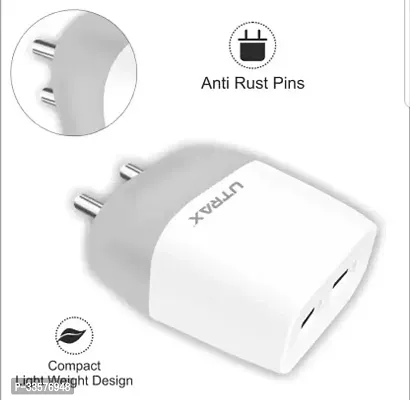 UTRAX 12 W 3 A Multi-pin Wall Charger for Mobile with Detachable Cable  (Grey, Cable Included)-thumb3