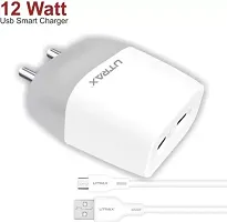 UTRAX 12 W 3 A Multi-pin Wall Charger for Mobile with Detachable Cable  (Grey, Cable Included)-thumb1