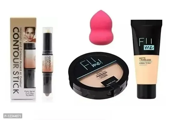 Contour Stick BB and CC cream With Foundation And Compact Powder With 1Pc Puff ( Total 4 item in Combo )