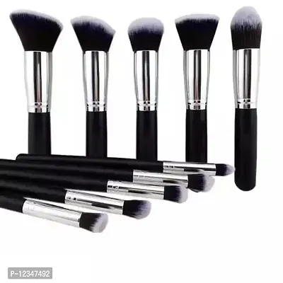 Professional Makeup Cosmetic Brush Set Kit Tool (Pack of 10)(Black)-thumb0