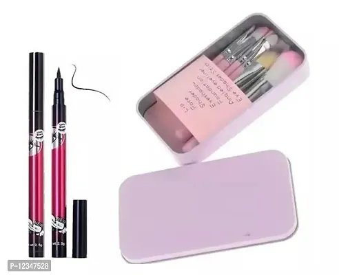 36 Hoyr Waterproof Eye liner With Hello Kitty Professional Mini Make Brush 7 Pc Set In Tin Box
