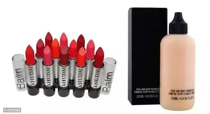 Balm Matte Lipstick - Set Of 12 (Multicolor)  Long Lasting Beauty Face  Body Foundation ( 30ML )