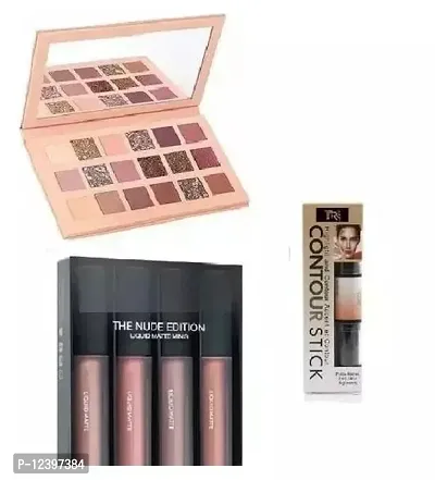 The Nude Edition Eye Shadow  2 in 1 Contour Stick  The Nude Edition Matte Mini Liquid Lipstick - 3 item Combo Pack-thumb0