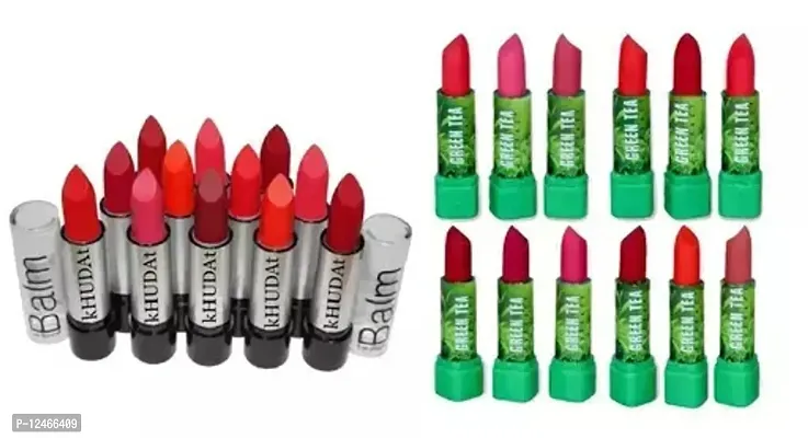 Balm Matte Lipstick - Set Of 12 (Multicolor)  Lipstick set of 12 Green tea extract multicolor with moisturizing effect. (Multicolor, 1.5 ml)