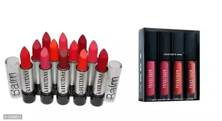 Balm Matte Lipstick - Set Of 12 (Multicolor)  Matte Minis Red Edition Liquid Lipstick Set of 4