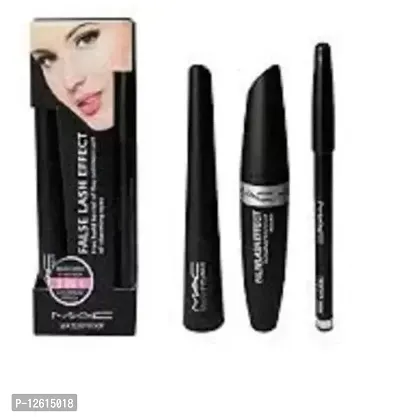 False Lash Effect Black Waterproof, Smudge Proof EYELINER with MASCARA ,EYEBROW PENCIL (3in1) (3 Items in the set) 3 ml (black)