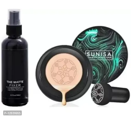 Long lasting Beauty Makeup Fixer Spray setting sprays with Sunisa Foundation Waterproof CC Cream Foundation ( Beige 30 gm )