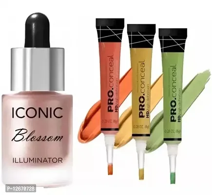 Rosedale Glazed Iconic Blossom Illuminator Highlighter And Orange Yellow Green Concealer Corrector