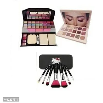 TYA Fashion 6155 Multicolour Makeup Kit with Nude Eye shadow Palette With 7 pc Make Brush Kit ( Color May Be Differ ) - (Pack of 3)