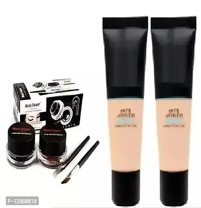 Music Flower Long Wear 24h Gel Eyeliner Black  Brown With 2pc Of Natural Shade Foundation