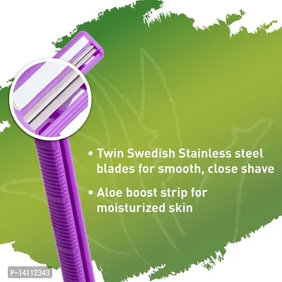 Disposable Hair Removal Razor for Women - 5 Razors | with Aloe Boost for Arms, Legs and Bikini Line - 2 Blade Shaving Women Razor-thumb2