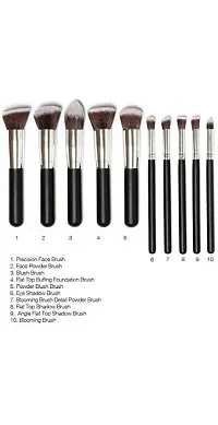 Fiber Bristle Makeup Brushes Set Tool Pro Foundation Eyeliner Eyeshadow (Black) 10Pc Set-thumb3