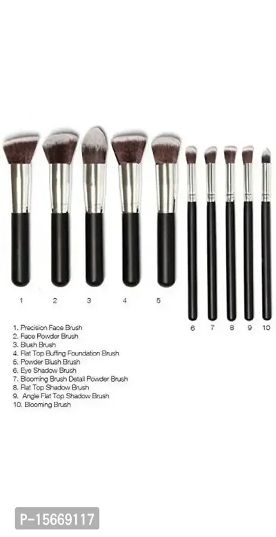 Fiber Bristle Makeup Brushes Set Tool Pro Foundation Eyeliner Eyeshadow (Black) 10Pc Set-thumb4