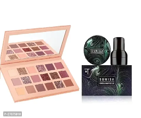 Nude Edition Eyeshadow Palette 18 (Multi color)+ Sunisa 3 in 1 Air Cushion CC and BB cream Waterproof foundation Cream ( 2 item in combo ) makeup kit