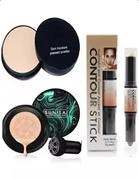 Sunisa Water Beauty And Air Pad Semi-Matte Cc Cream Foundation (Beige, 20 g) with Compact Powder  Contour Stick-thumb1