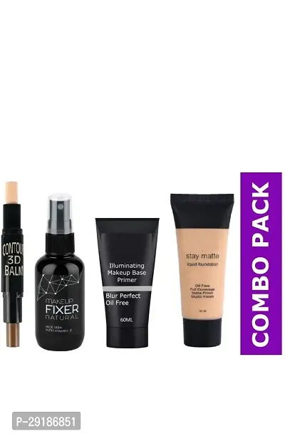 The Matte Makeup Fixer, 3D Contour Stick, Makeup Base Primer,  Foundation A Perfect Combo Pack For Makeup