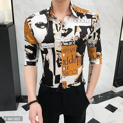 Classic Cotton Spandex Printed Casual Shirts for Mens-thumb0